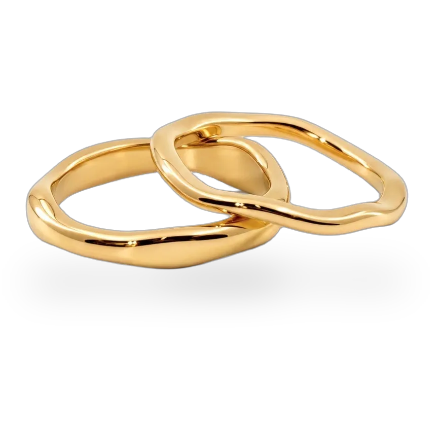 Gold Band Ring Set — 18k gold plated stainless steel ring by Stylr
