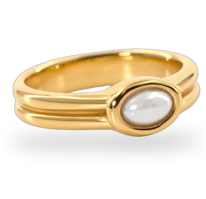 Pearl Stacker Ring — 18k gold plated stainless steel ring by Stylr